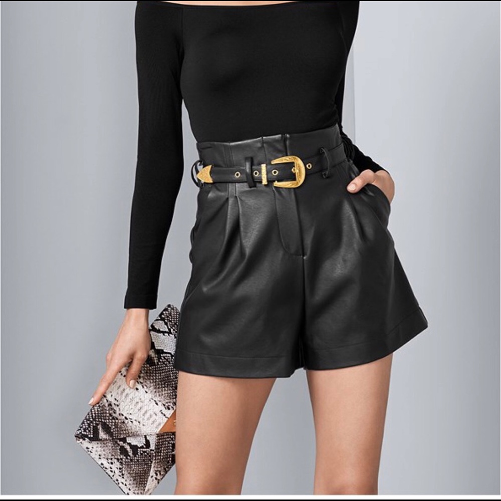 Leather  Black Shorts